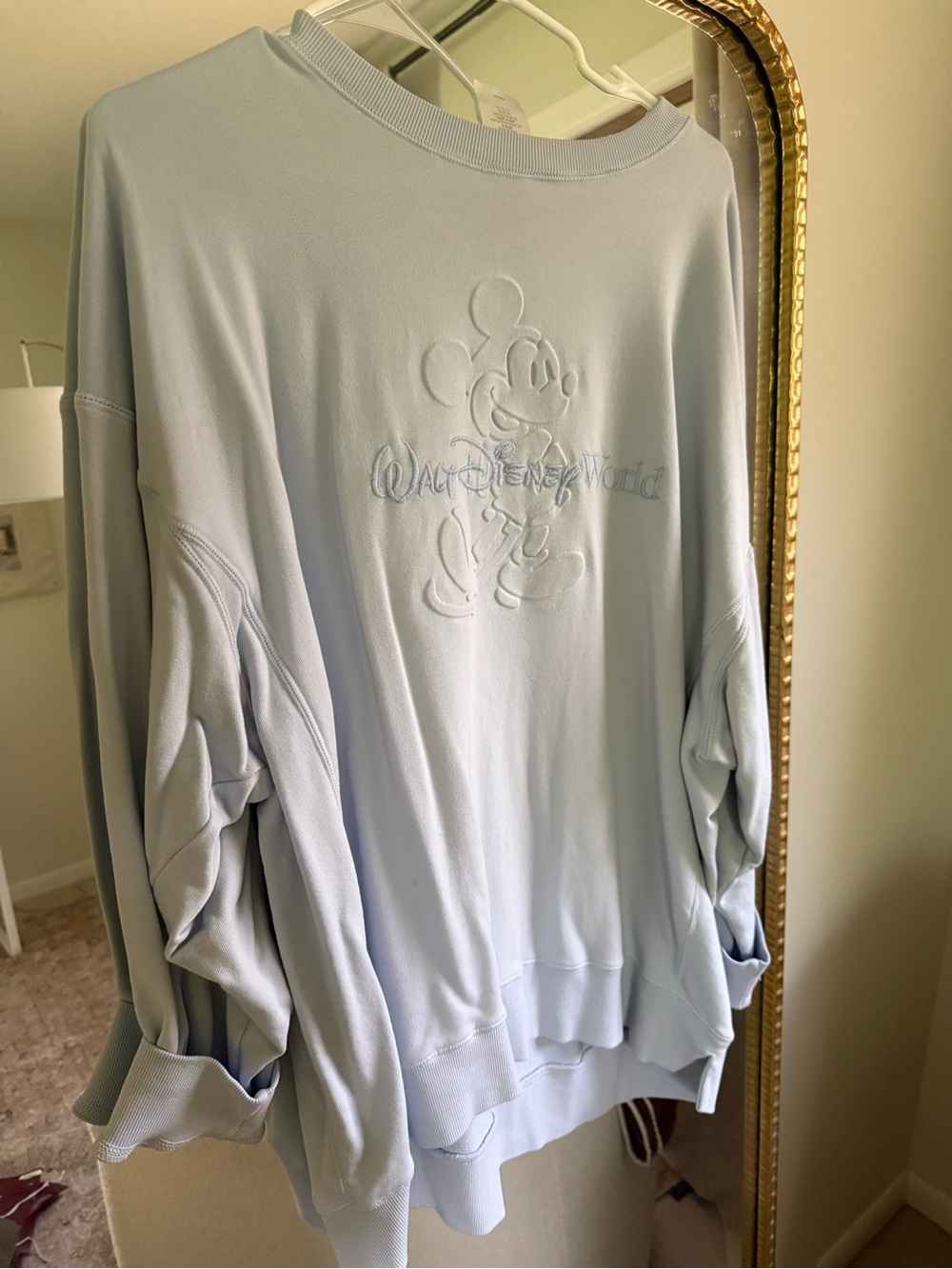 Disney Light Blue Embossed Mickey Crewneck Sweatshirt